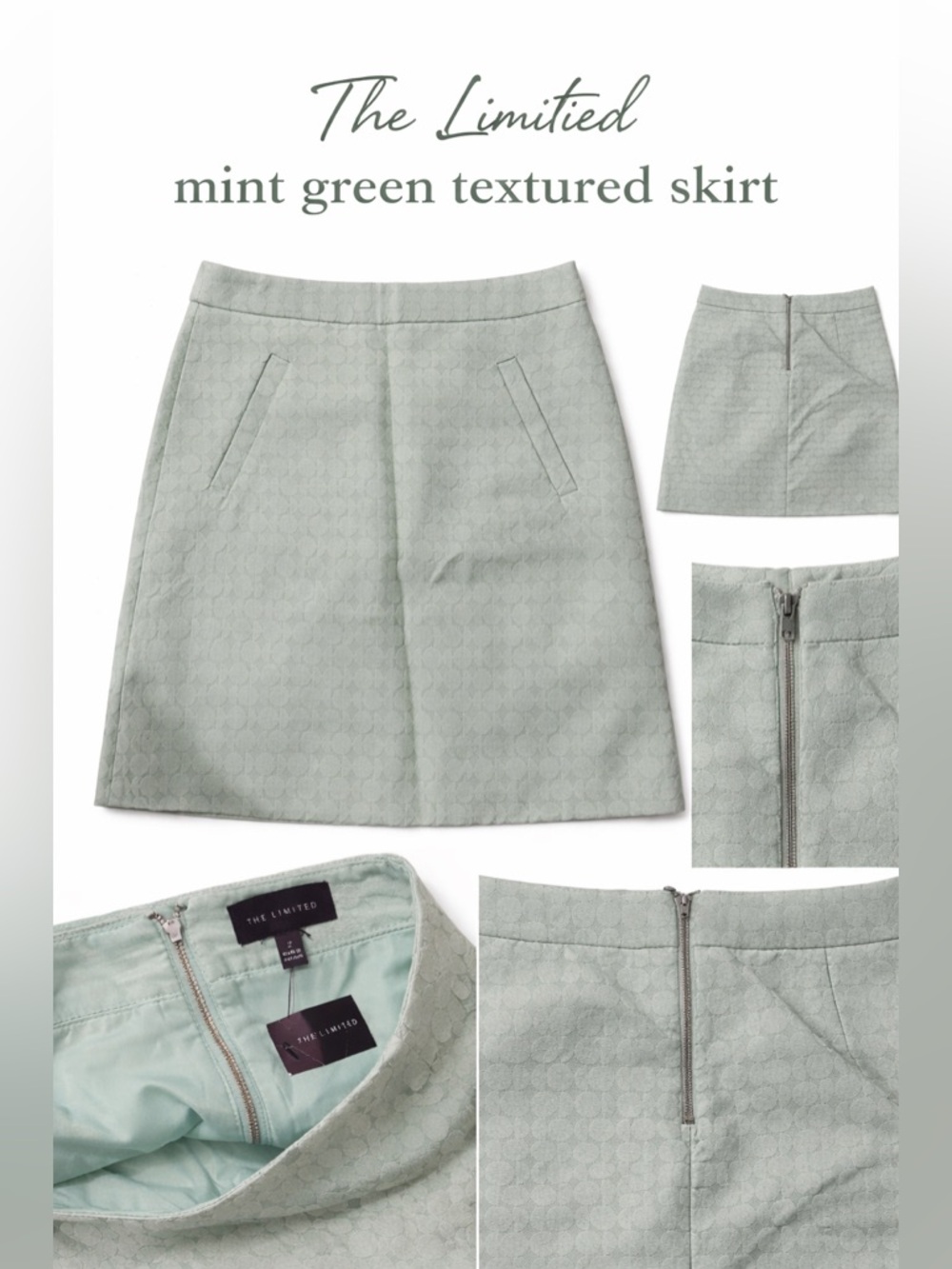 The Limited Mint Green Textured Mini Skirt Size 2 NWT